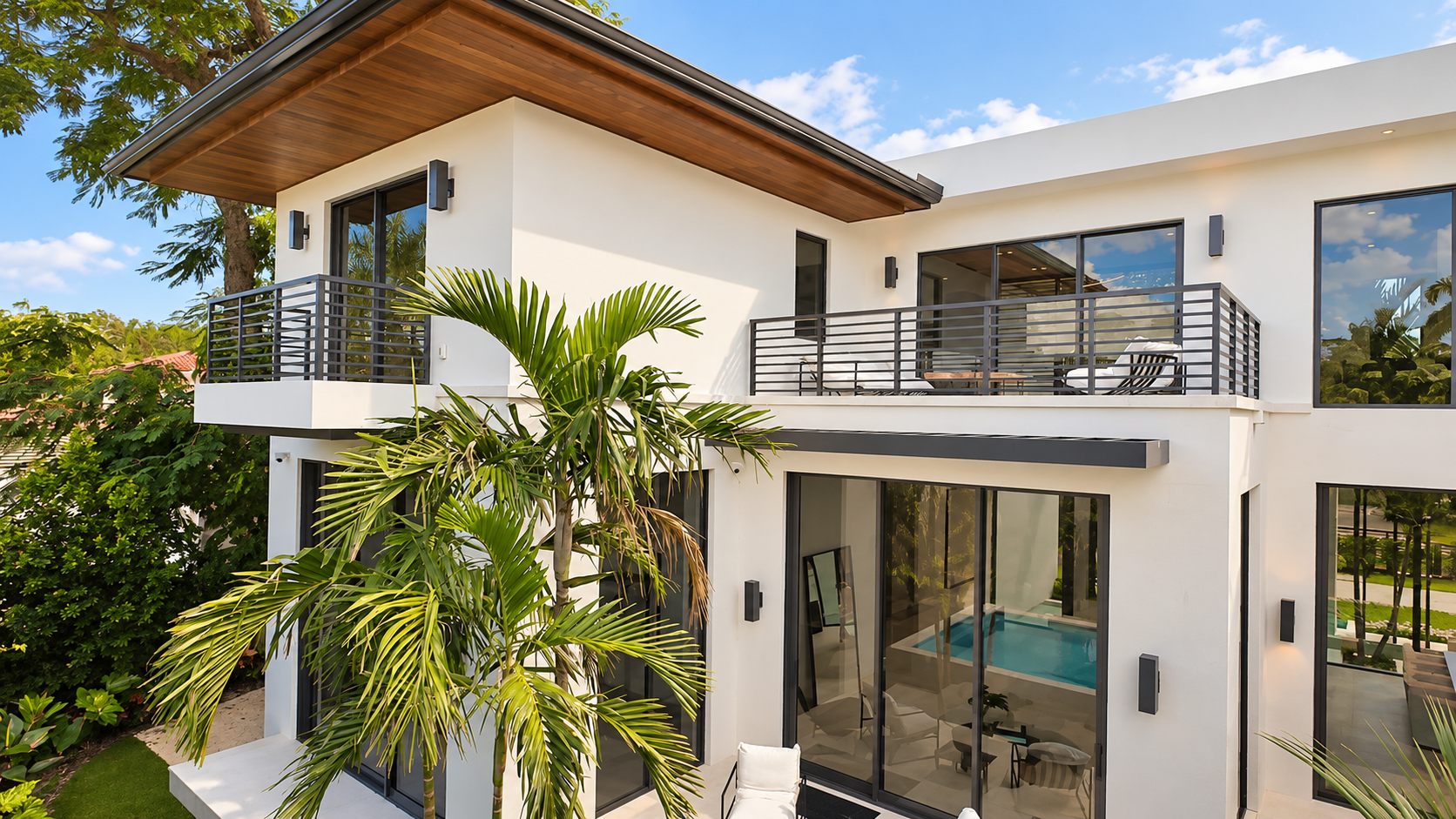 Modern luxury villa photographed in natural daylight